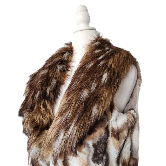 Adrienne Landau Faux Fur Animal Print Vest Womens Size M Preppy Luxury - Picture 2 of 13